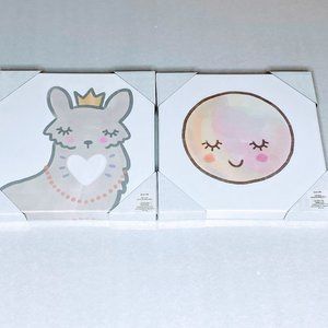 Baby Nursery Girls Bedroom 2(12x12) Piece Wall Art Decor Royal Queen Llama & Sun